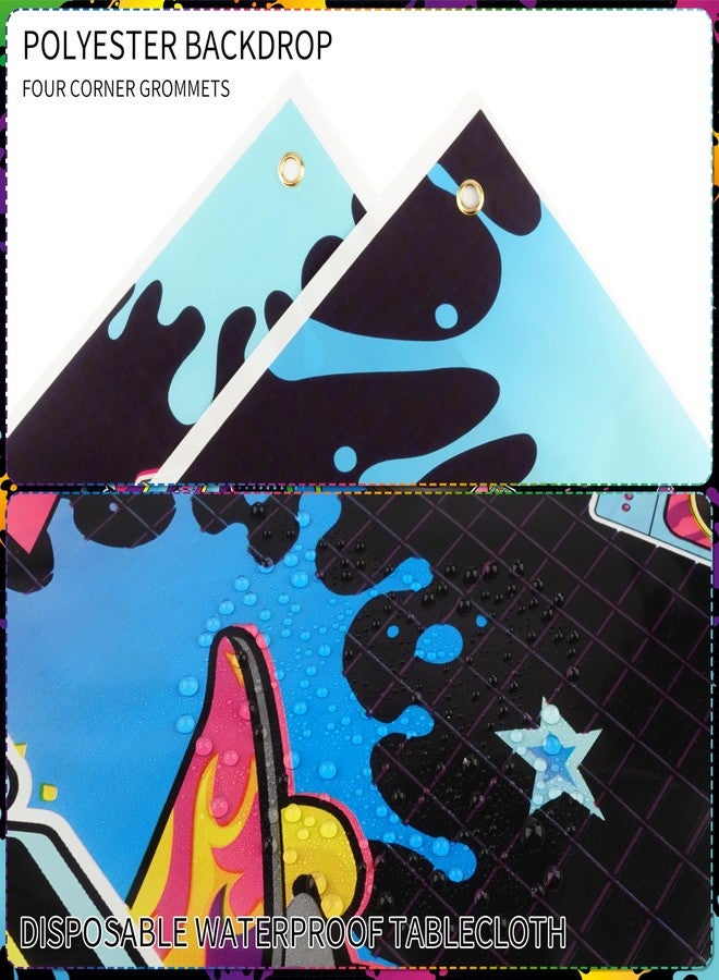 Fayoo 90s Party Decorations 80s Disco Theme Birthday Party Supplies with Back to the 90's Backdrop Tablecloth Happy Birthday Banner 90s Balloon Arch Kit and Cake Toppers - Image 4