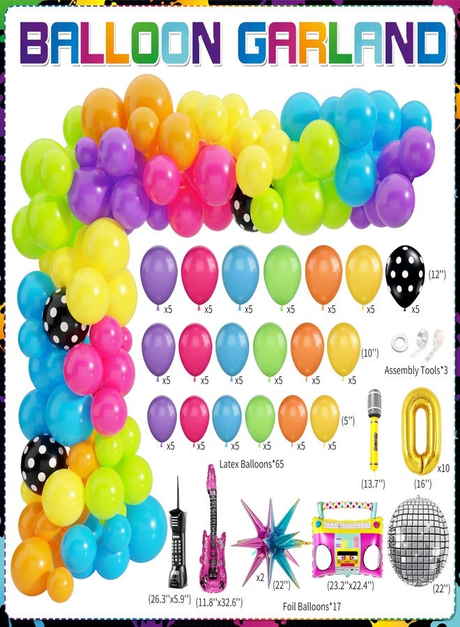 Fayoo 90s Party Decorations 80s Disco Theme Birthday Party Supplies with Back to the 90's Backdrop Tablecloth Happy Birthday Banner 90s Balloon Arch Kit and Cake Toppers - Image 3