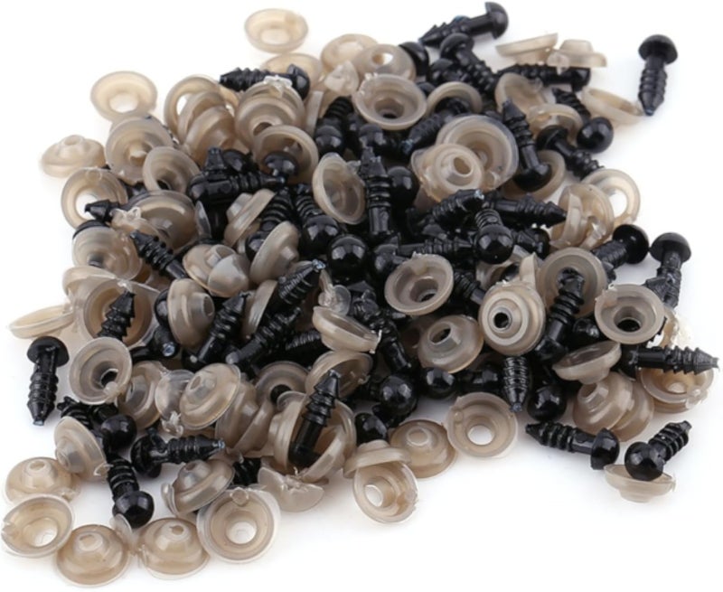 Barbie Walfront 100 x Plastic Doll Eyes Kit for DIY Dolls, Crafts, as a Gift (Black) (8 mm)