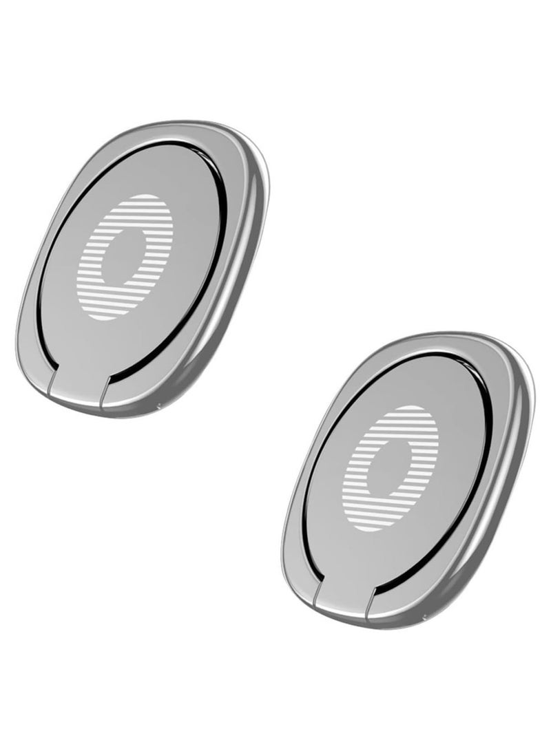 Cell Phone Ring Holder, Phone Finger Ring Stand Cell Phone Kickstand Phone Ring Grips Holder Kickstand, Finger Ring Stand for Cell Phone Tablet（2pcs,silver） - Image 1