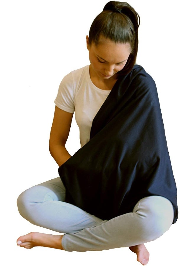 LK Baby LK Baby Infinity Nursing Scarf Breastfeeding Cover Ultra Soft Premium Jersey Polyester- 100% AZO Free and Safe for Baby (Black) - Image 2
