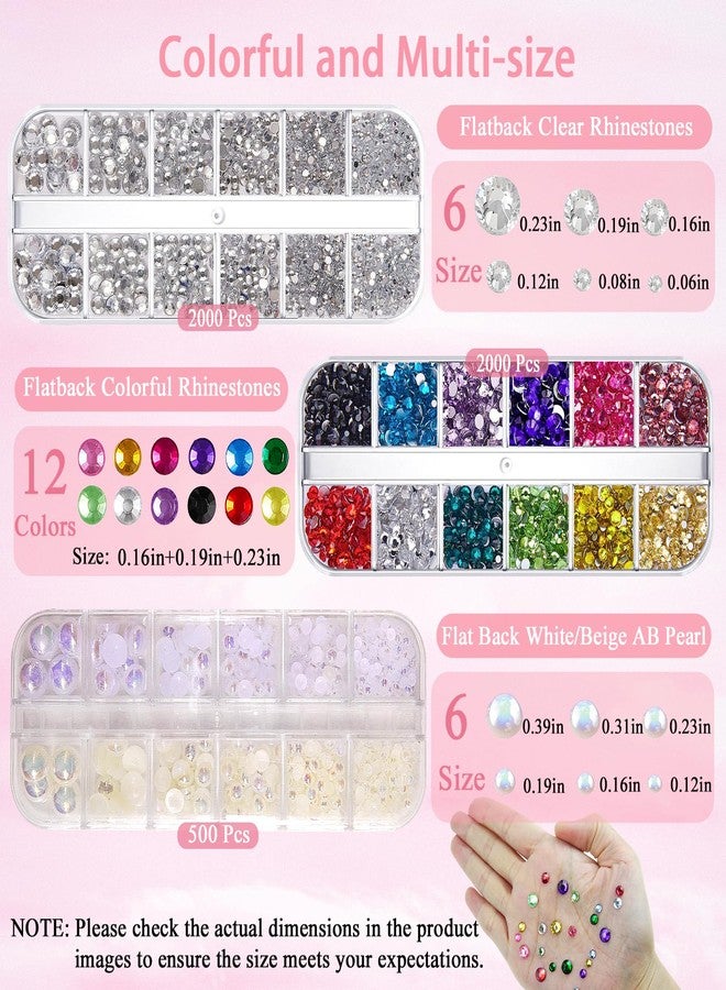 LOIKMIUP Hair Face Gems Rhinestones with Makeup Glue, Flat Back Colorful Jewels Crystal Half Round Pearl Gold Holographic Glitters Sequins Kit, Wax Pencil Tweezer and Brush For Face Eye Hair Body Makeup - Image 4