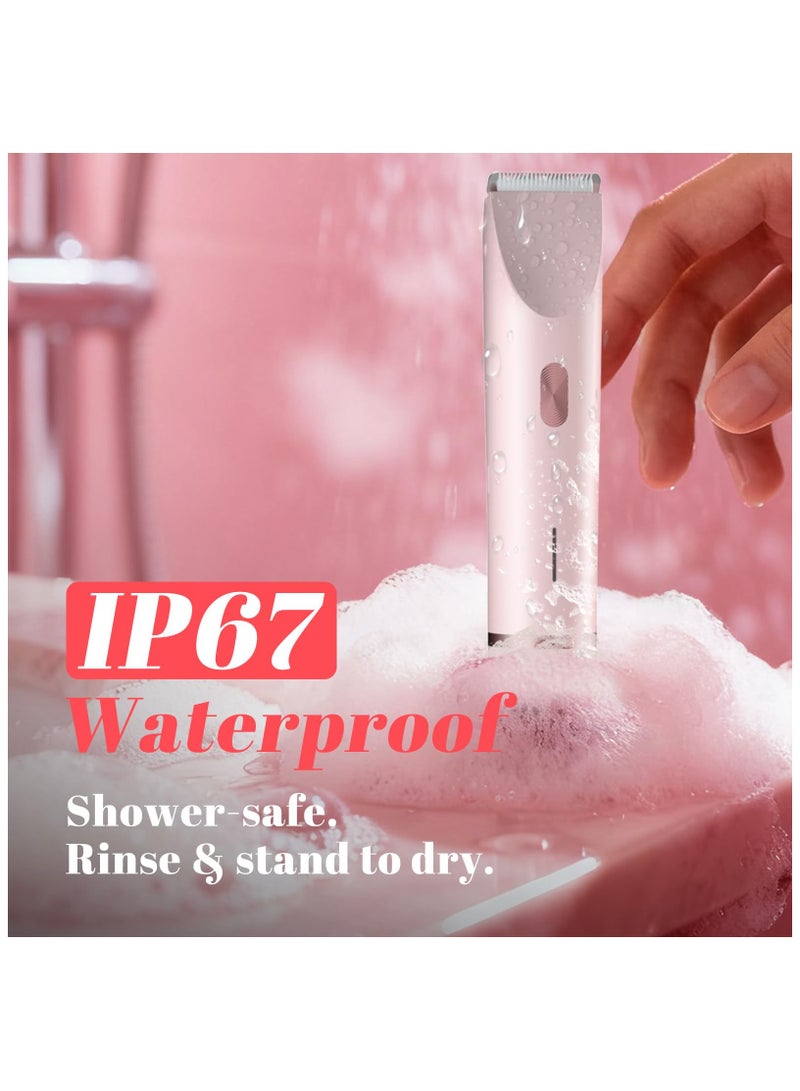 Zarra Traders 2-in-1 Bikini Trimmer & Facial Hair Remover for Women, Electric Razor, IPX7 Waterproof Rechargeable Lady Shaver for Face, Upper Lip, Bikini Area & Body (Pink) - Image 5