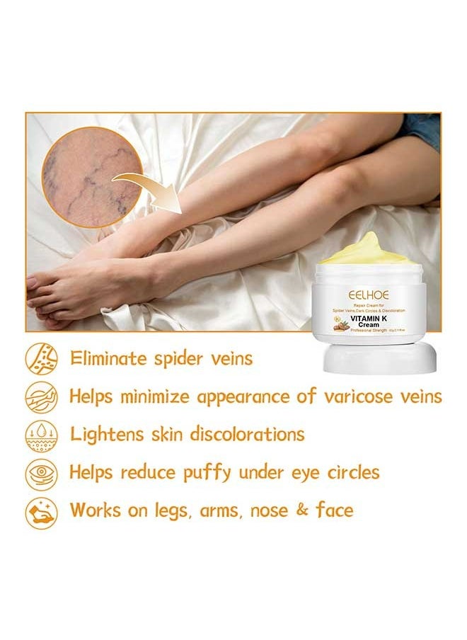 EELHOE - Vitamin K Varicose Veins Cream, Soothing Leg Cream, Varicose and Spider Veins Treatment Cream, Improve Blood Circulation, Fast Relieve Swelling Pain 60g - Image 1