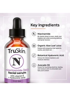TruSkin Naturals Truskin B3 Niacinamide Serum For Face Antiaging Blend With Hyaluronic Acid Vitamin E Organic Aloe And Avocado Oil Best For Hyperpigmentation Treatment Pore Minimizer 1 Fl Oz  - Image 5