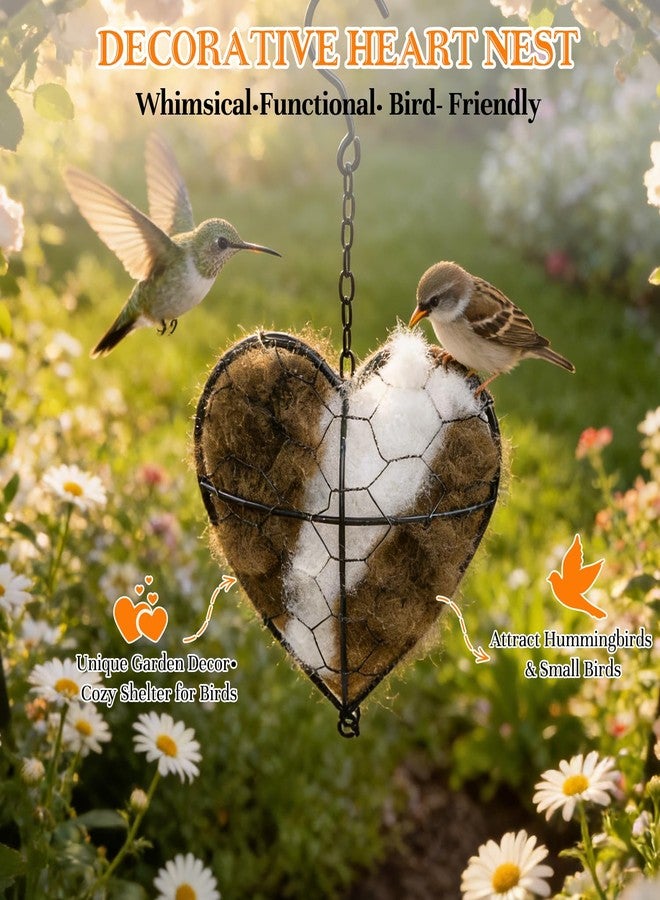 hepanio Handmade Alpaca Fiber Bird Nesting Heart,Refillable Hummingbird Nest Holder,Birds Nests Material Holder,Winter Tree Shelter for Wild Bird,Hummingbird Houses Nest Boxe for Outside Garden Art Birdhouse - Image 3