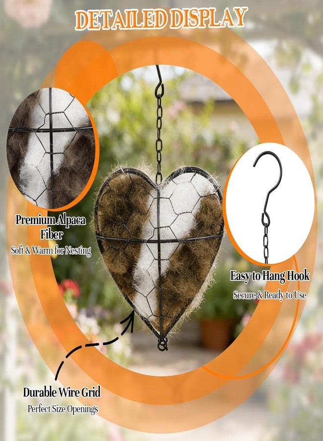 hepanio Handmade Alpaca Fiber Bird Nesting Heart,Refillable Hummingbird Nest Holder,Birds Nests Material Holder,Winter Tree Shelter for Wild Bird,Hummingbird Houses Nest Boxe for Outside Garden Art Birdhouse - Image 5