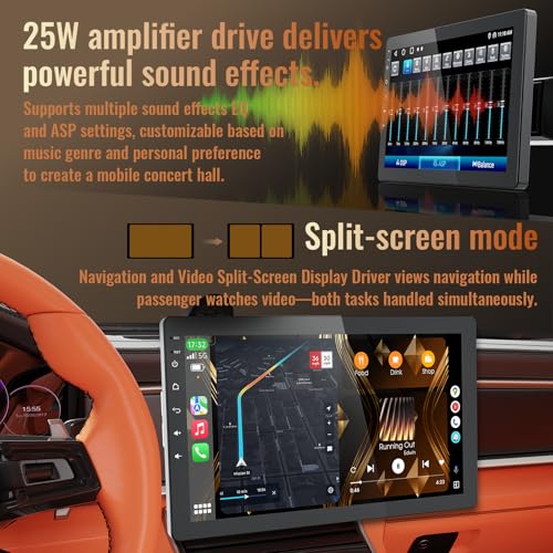 Haudio 10.1 Inch Single Din Car Stereo, Rotatable Touch Screen, Wireless CarPlay & Android Auto, Android 13 Car Radio with Bluetooth GPS Backup Camera - Image 4