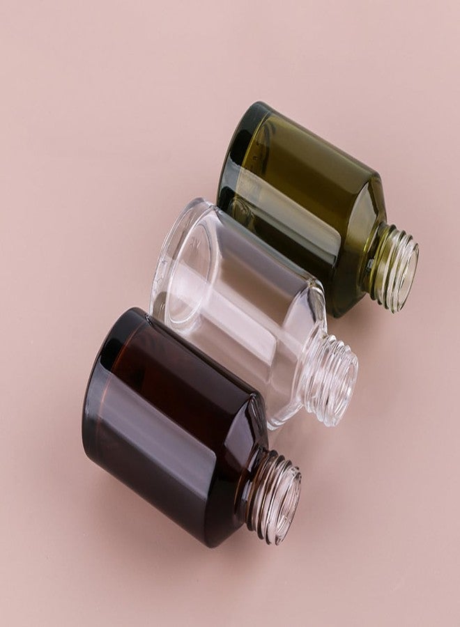 Elandy 2Pcs 60ml/2oz Empty Green Glass Lotion Pump Bottles with Black Pump Top Refillable Essential Oils Dispenser Sample Vials Travel Cosmetic Container for Essence Cream - Image 3