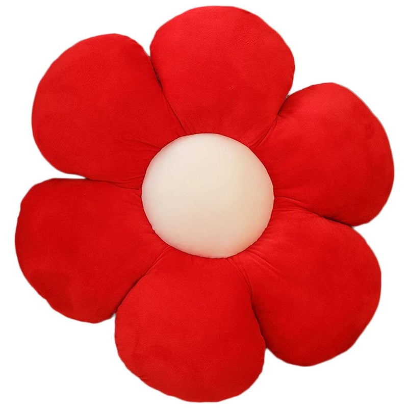 lannery lannery Flower Plush Throw Pillows  Flower Floor Pillow Seating Cushion Toy for Reading  Room  Watching TV (19.7""  red)  - Image 1