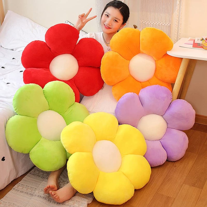 lannery lannery Flower Plush Throw Pillows  Flower Floor Pillow Seating Cushion Toy for Reading  Room  Watching TV (19.7""  red)  - Image 3
