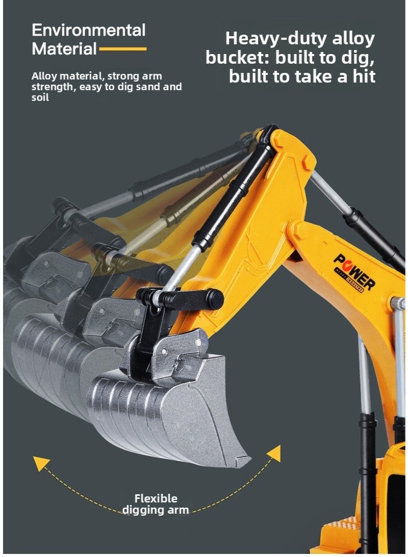 JoyToy RC Excavator for Boys 6 Channel Alloy Metal Construction Vehicle Kids Electric Toy, Boy's Gift - Image 2