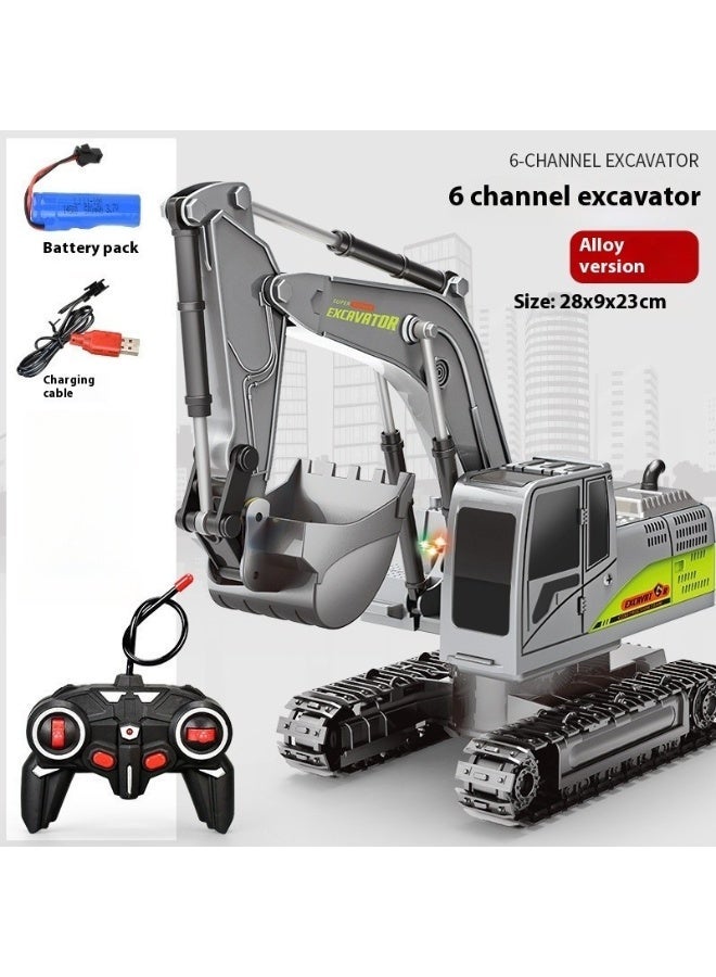 JoyToy RC Excavator for Boys 6 Channel Alloy Metal Construction Vehicle Kids Electric Toy, Boy's Gift - Image 1