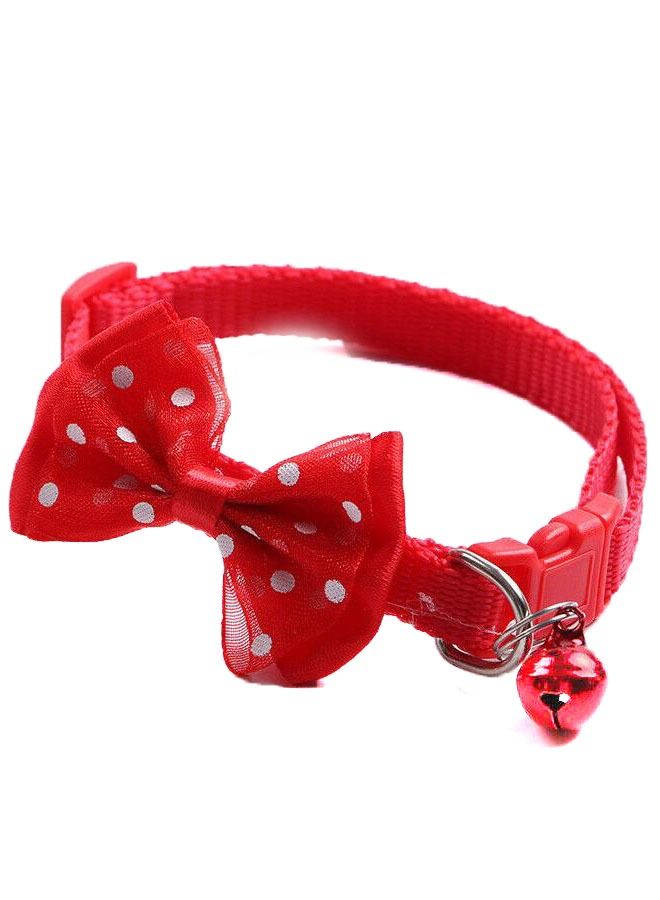 طوق حيوانات أليفة من النايلون مع رباط أحمر وق bell قابل للإزالة للكلاب والقطط والحيوانات الصغيرة - Image 1