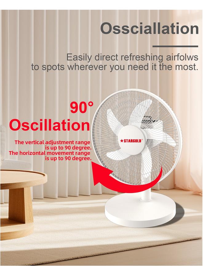 Stargold 12 Inch Rechargeable Table Fan With 4 SMD LED Light - Image 5