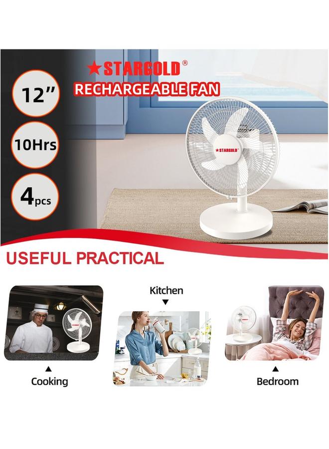 Stargold 12 Inch Rechargeable Table Fan With 4 SMD LED Light - Image 2