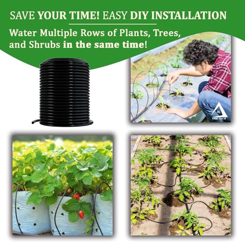 DBR Tech 1/4 Drip Irrigation Tubing, 200 Feet, Flexible PVC Plastic Drip Irrigation Hose for Gardening, Misting, Hydroponics and DIY Landscape Garden Projects, Blank Distribution Tubing (200ft, Black) - Image 4