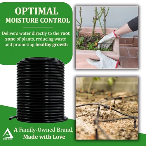 DBR Tech 1/4 Drip Irrigation Tubing, 200 Feet, Flexible PVC Plastic Drip Irrigation Hose for Gardening, Misting, Hydroponics and DIY Landscape Garden Projects, Blank Distribution Tubing (200ft, Black) - Image 3