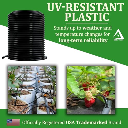 DBR Tech 1/4 Drip Irrigation Tubing, 200 Feet, Flexible PVC Plastic Drip Irrigation Hose for Gardening, Misting, Hydroponics and DIY Landscape Garden Projects, Blank Distribution Tubing (200ft, Black) - Image 2