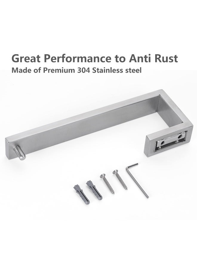 أدوات الحمام - حامل المناشف مربع من الفولاذ المقاوم للصدأ SUS 304، رف حامل منشفة متين للتركيب الجداري، حامل منشفة مع دعم للفلفل وخطافات، مجموعة إكسسوارات حمام حديثة فضية. - Image 5