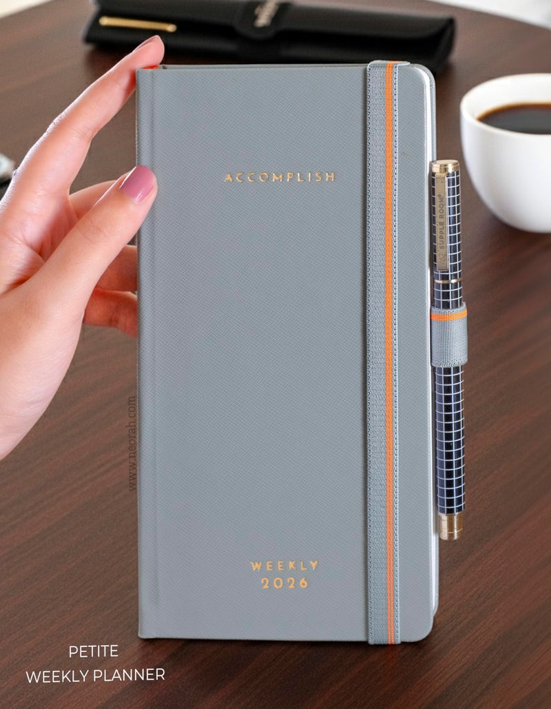 NEORAH-2026 DATED PETITE WEEKLY PLANNER|ACCOMPLISH - Includes Yearly|12 Monthly Pages|52 Weeks|12 month Habit & Budget Tracker|Gratitude Journal Diary- Productivity Planner-Hardcover(WILD DOVE GREY) - Image 3
