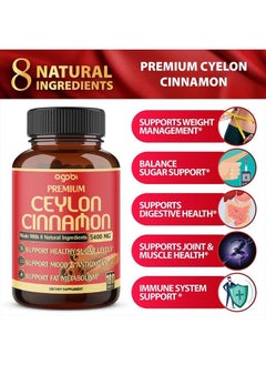 agobi Premium Ceylon Cinnamon with Berberine Supplement - Equivalent to 5400mg - 8in1 Combined Turmeric, Ginger, Gymnema & More - Body, Heart & Immune Support - 180 Capsules 3 Month  - Image 3