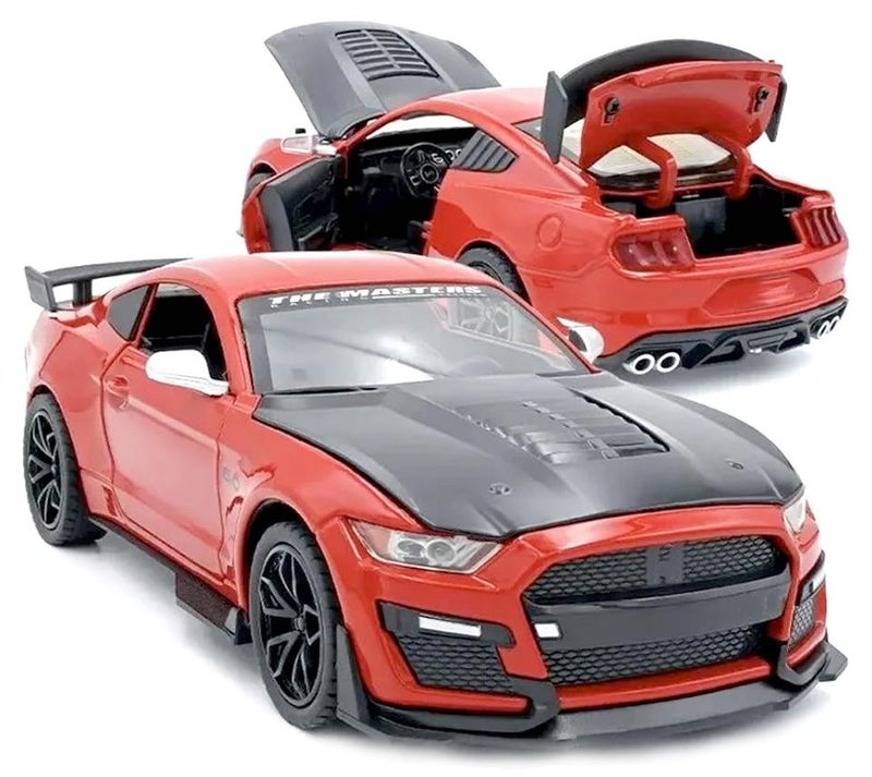 Toyland 1:24 Die cast Ford Mustang Viper GT500 Metal Model Car Simulation Sound Light Pull Back Toy Car for Boys Collection - Image 1