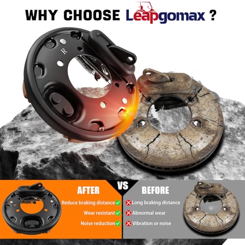 LEAPGOMAX Golf Cart Brake Assembly Rear for EZGO TXT PDS Medalist and Yamaha Golf Carts G14 G16 G19 G20 G21 G22 Driver Side and Passenger Side, Includes Brake Shoes, OEM# 70998-G01 70998-G02 JN6-F7290-03-00 - Image 4