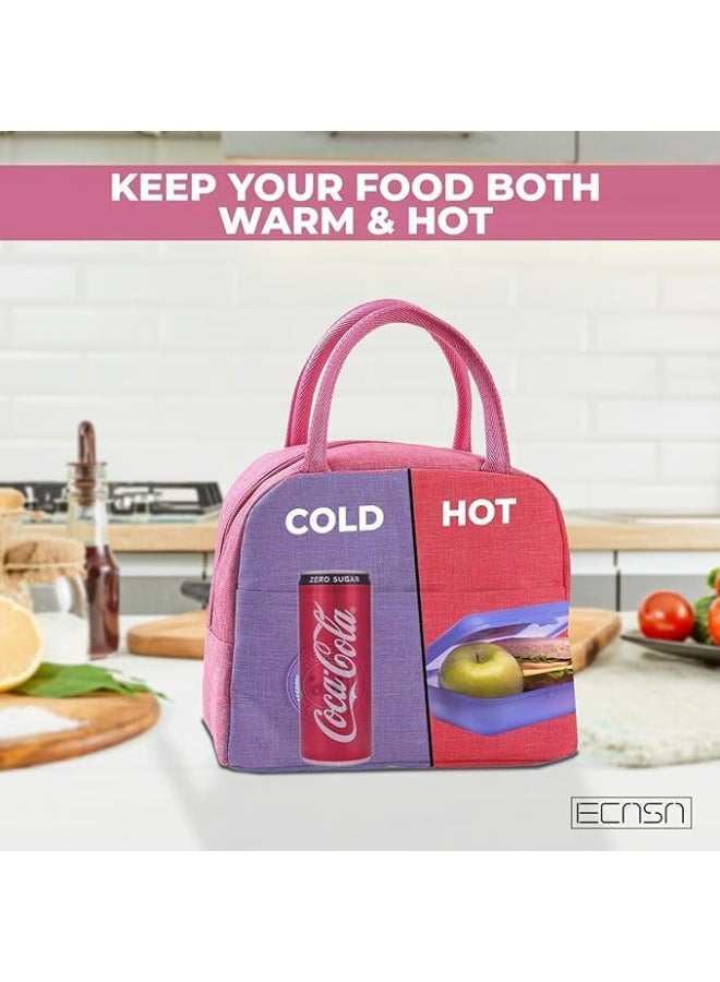 أوركيد علبة غداء أوركيد بريميوم للأطفال والكبار، معزولة حرارياً، مانعة للتسرب، مناسبة للمدرسة والمكتب والسفر والنزهات، حاوية تخزين طعام بمقبض سهل الحمل وحجرة واسعة (لون وردي) - Image 3