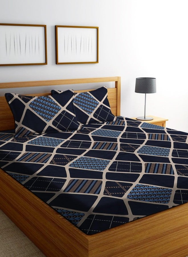 DECORUM 144 TC 3D Beautiful Glace Cotton Double bedsheets with 2 Complementary Maching Pillow Covers (Black) - Image 4