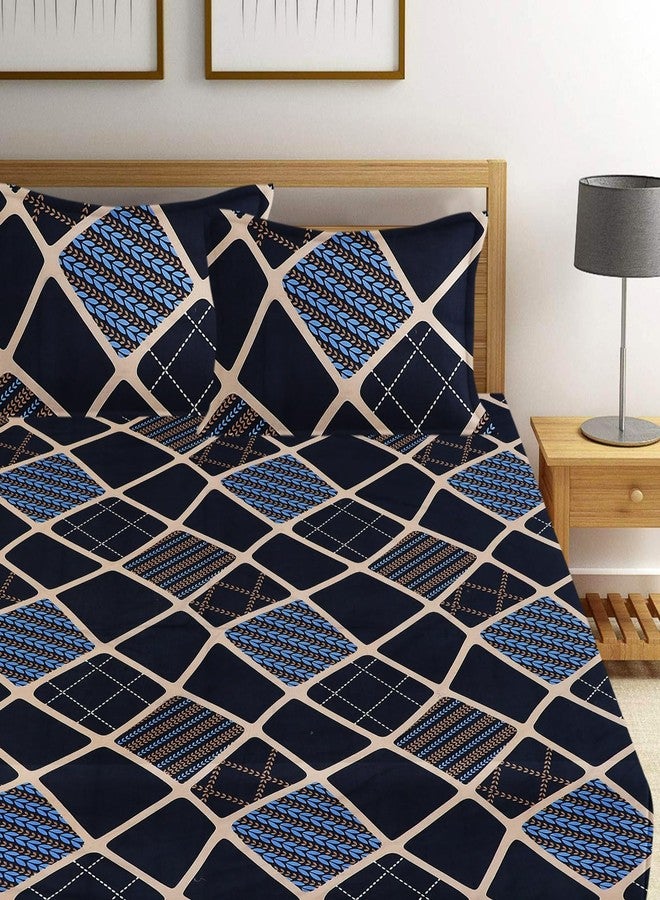 DECORUM 144 TC 3D Beautiful Glace Cotton Double bedsheets with 2 Complementary Maching Pillow Covers (Black) - Image 2