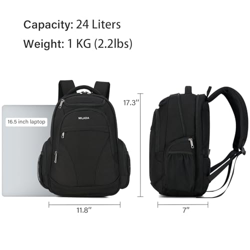 MILADA Travel Backpack For Men Laptop Backpack Women Business Carry On Backpack Airline Approved Fits 165 Inch Laptop Bag Work Backpack Black - Image 3