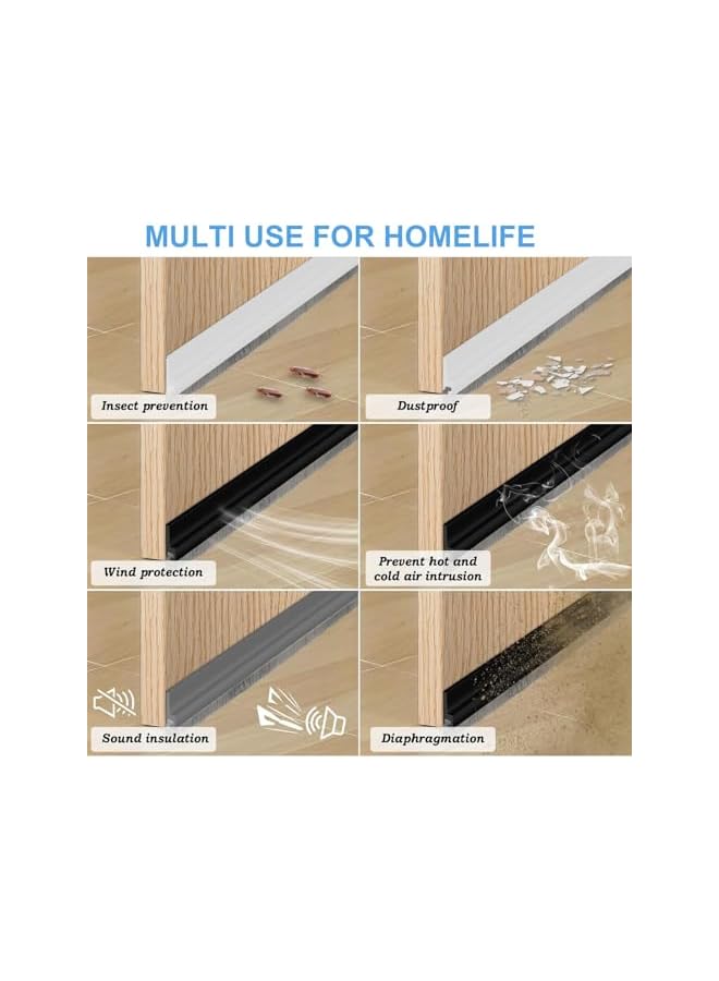 The Bros Door Draft Stopper with velvet Brush, 39.2" L Self Adhesive Door Sweep for Bottom of Door Exterior & Interior, Door Seal Dust/Noise/Hot or Cold Air Insulation (Black, 1M) - Image 5