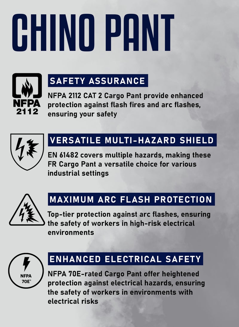 Secure Wear Men's Flame-Resistant Work Pants - Navy Blue, 4 Pockets | ATPV 8.7 Cal/cm² | CAT 2 Protection | Durable FR Pants for Safety - Image 2
