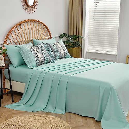 Cottolester Boho Comforter Set Queen Size,8 Piece Bed in a Bag Sage Green Paisley Comforter and Sheet Set,Striped Bedding Set Soft Microfiber Complete Bedding Set - Image 3