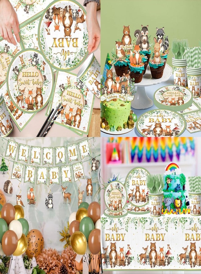 Cextoga Welcome Baby Supplies, Animal Party Decorations Tableware Set Safari Plates and Napkins Tablecloth Cups for Baby Shower Party Supplies - Image 5