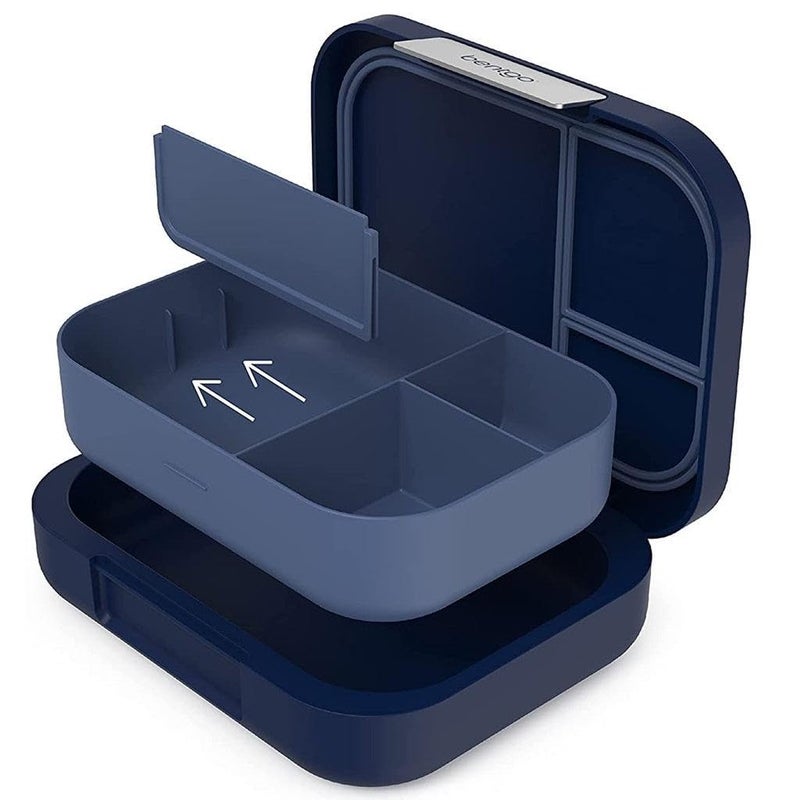 Bentgo بينتغو مودرن - صندوق غداء بنتو مقاوم للتسرب للبالغين والمراهقين وذوي الشهية الكبيرة؛ حاوية تحضير وجبات قابلة لإعادة الاستخدام خالية من BPA مع 3 أو 4 أقسام آمنة في غسالة الصحون/الميكروويف؛ 44 أونصة (كحلي) - Image 2