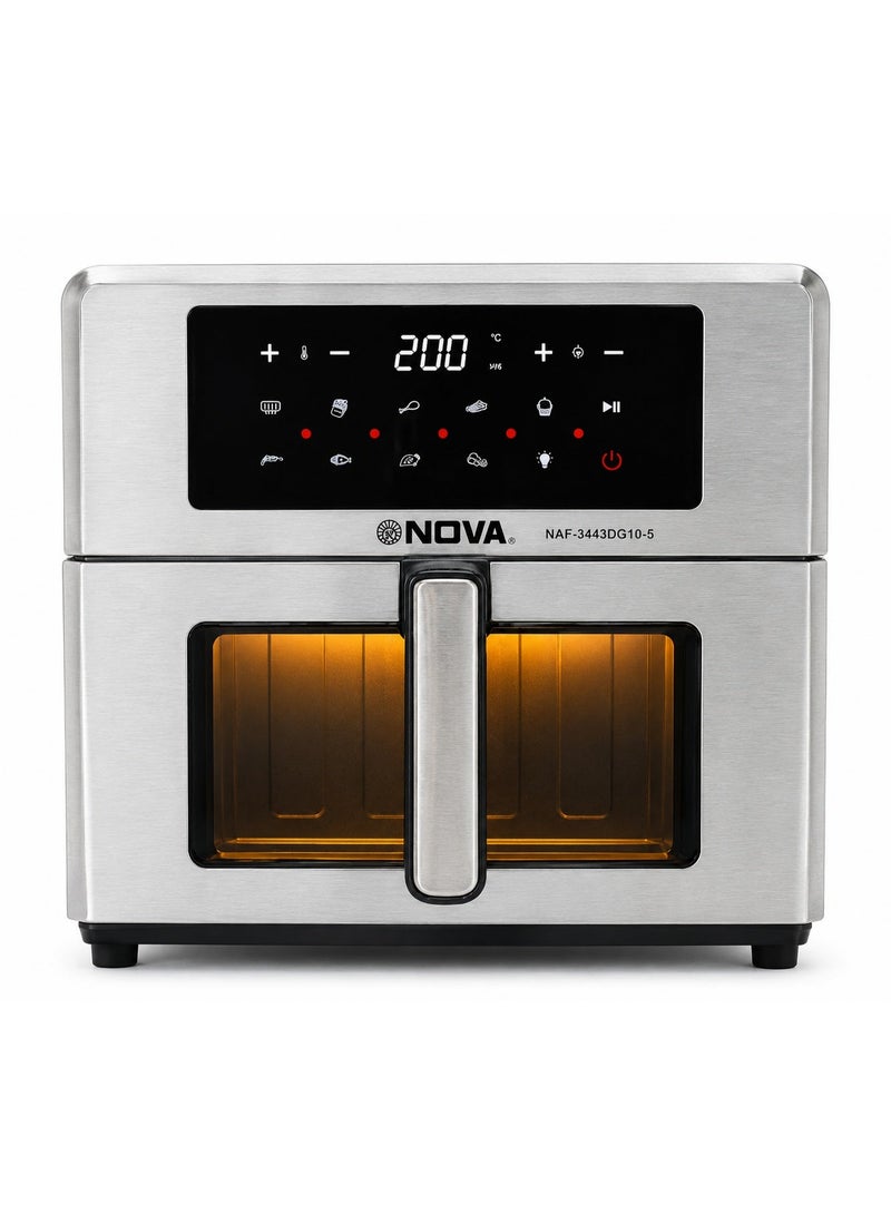 NOVA NAF-3443DG10-5 10.5L Digital Air Fryer 2800W | Double Heating Technology | 9 Smart Cooking Programs | 60-Minute Timer | 50-200°C Temperature Control | Large Capacity Air Fryer - Image 4