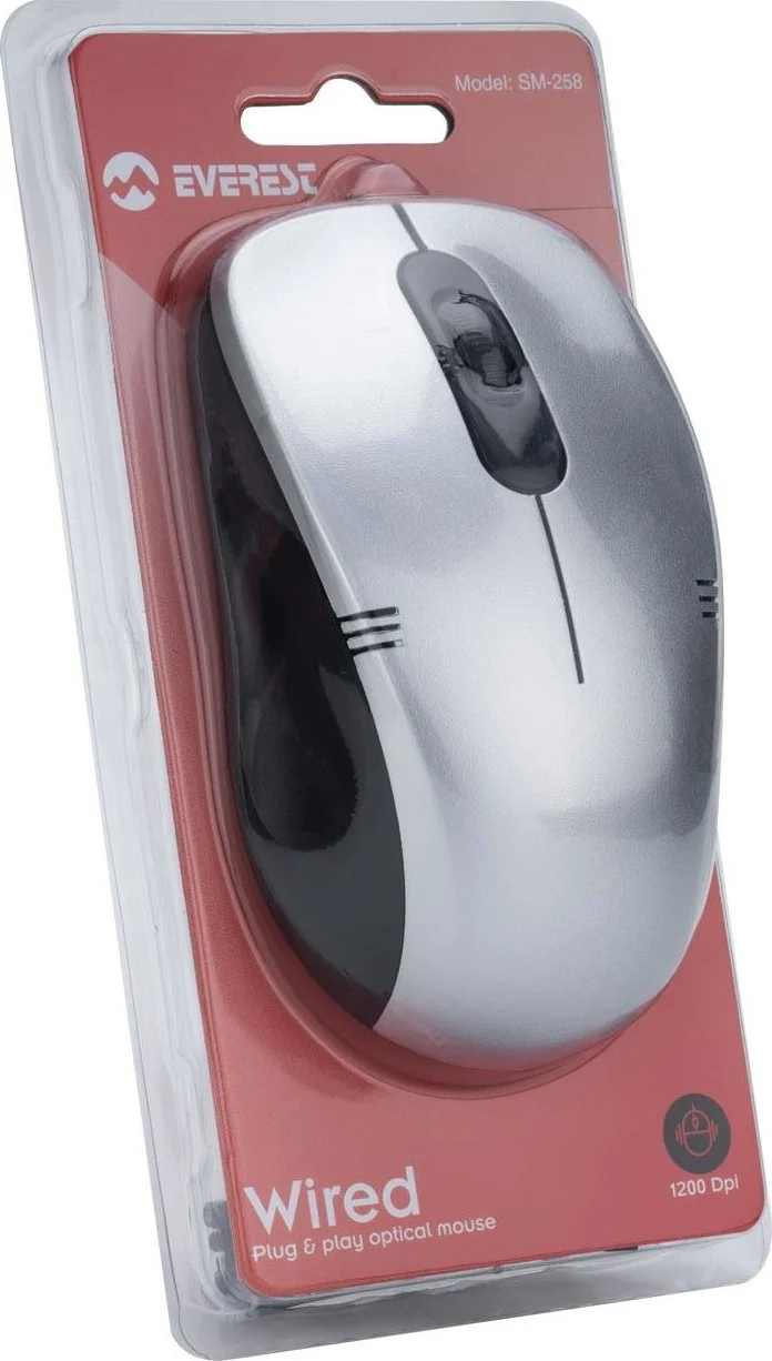 ايفرست ماوس سلكي بصري SM-258 فضي 1200DPI