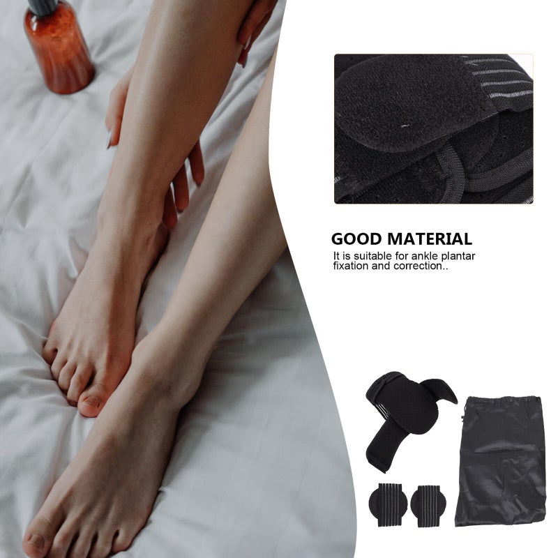 Plantar Fasciitis Night Brace Adjustable Orthosis with Forefoot Pad Breathable Support Carry Bag Black Green Set - Image 4