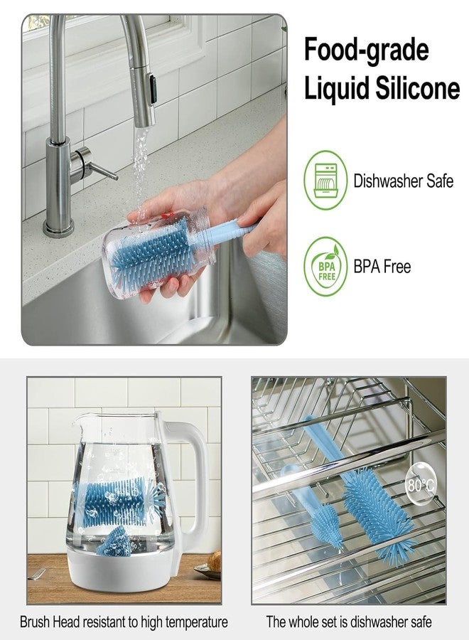 Onomie 6 in 1 Baby Bottle Cleaner Set with Drying Rack,Silicone Baby Bottle,Straw Brush,Nipple Brush,Soap Dispenser and Storage Box, Portable Essentials for Home&Travel (Blue) - Image 4