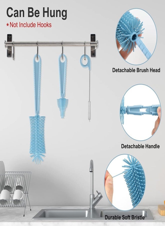 Onomie 6 in 1 Baby Bottle Cleaner Set with Drying Rack,Silicone Baby Bottle,Straw Brush,Nipple Brush,Soap Dispenser and Storage Box, Portable Essentials for Home&Travel (Blue) - Image 5
