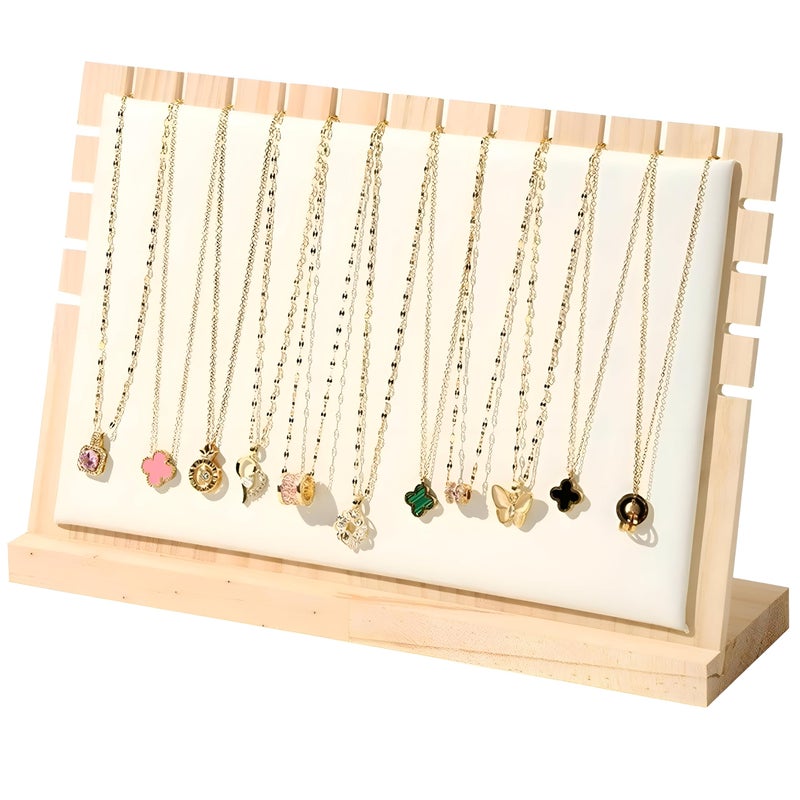 Wood Display Stand for Necklaces - Multi-level hanging organizer for jewelry, perfect for trade shows, photo backdrops, and retail displays with smooth polished surface. (Option 1)