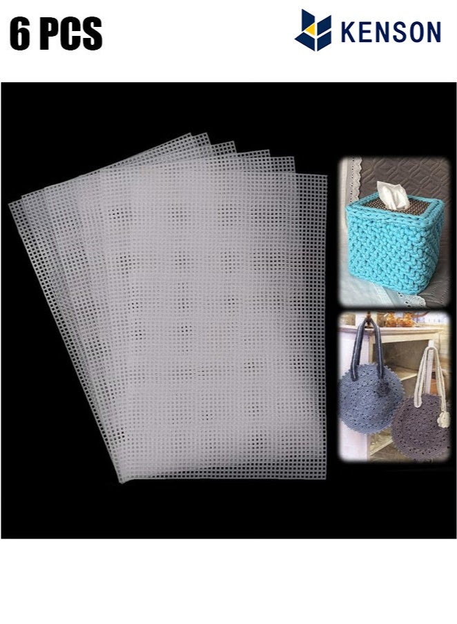 KENSON 6 Pcs Plastic Mesh Canvas Sheets, Clear Plastic Canvas Sheets, Big Size Clear Needlepoint Embroidery, Blank Canvas Sheets for Embroidery Projects, Acrylic Yarn Crafting, Knit Crochet Projects - Image 1