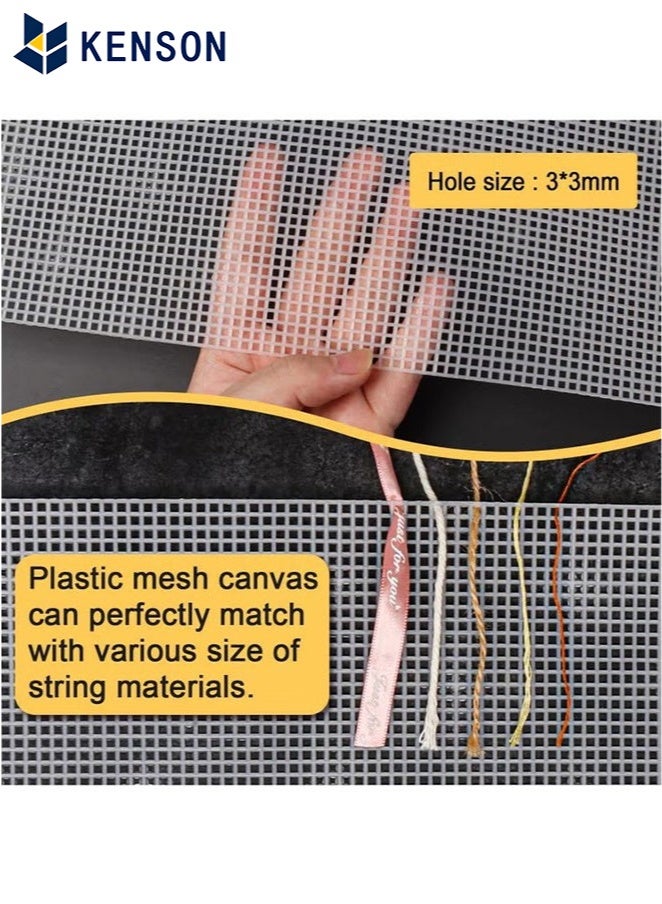 KENSON 6 Pcs Plastic Mesh Canvas Sheets, Clear Plastic Canvas Sheets, Big Size Clear Needlepoint Embroidery, Blank Canvas Sheets for Embroidery Projects, Acrylic Yarn Crafting, Knit Crochet Projects - Image 3