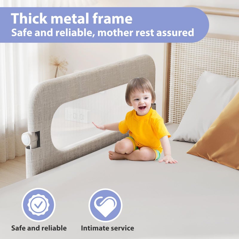 YYAMEA Baby Bed Rails Guard for Toddlers - 32" Toddler Bed Rail for Queen Full King Twin Crib Bunk Size Bed Adjustable Heights & Foldable Portable Bedrail Extra Tall Child Safety Side Railing Guards for Kids - Image 5