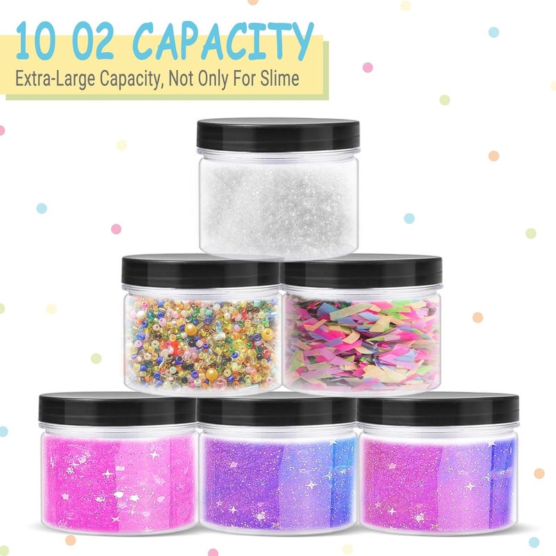 Opret 12 Pack 10oz Empty Slime Containers, Large Plastic Slime Jars with Lids and Labels Clear Storage Organizers for Slime Making, Food and Beauty Products, BPA Free - Image 5