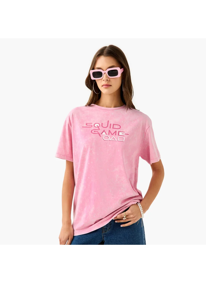 اس بي كاركترز Squid Game Print T-shirt with Crew Neck