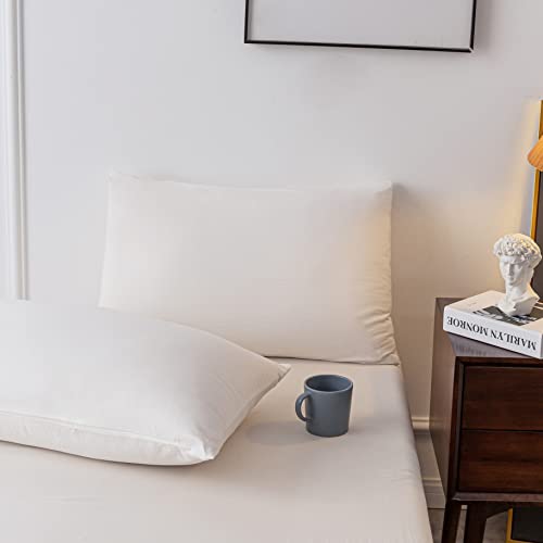 Janlive Washed Cotton Duvet Cover Queen Ultra Soft 100% Cotton Solid Color White Duvet Cover Set with Zipper Closure -3 Pieces White Queen - Image 5