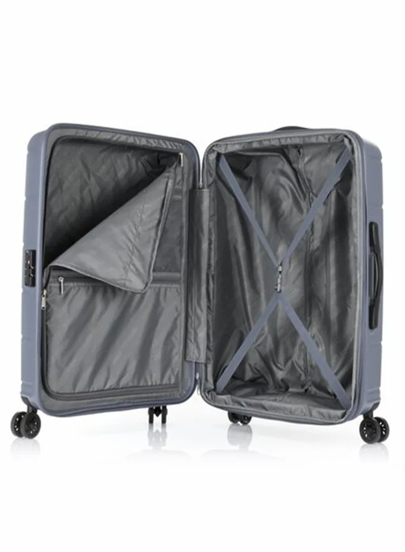 American Tourister  Hundo Suitcase, Cabin Size 55 cm / 20 inch, 4 Spinner Wheels, Hard Top, Polypropylene, Flinstone|Spacious Interior|DuoSaf™ Security Zipper|TSA Combination Lock - 3 Years International Warranty  | Best Price UAE